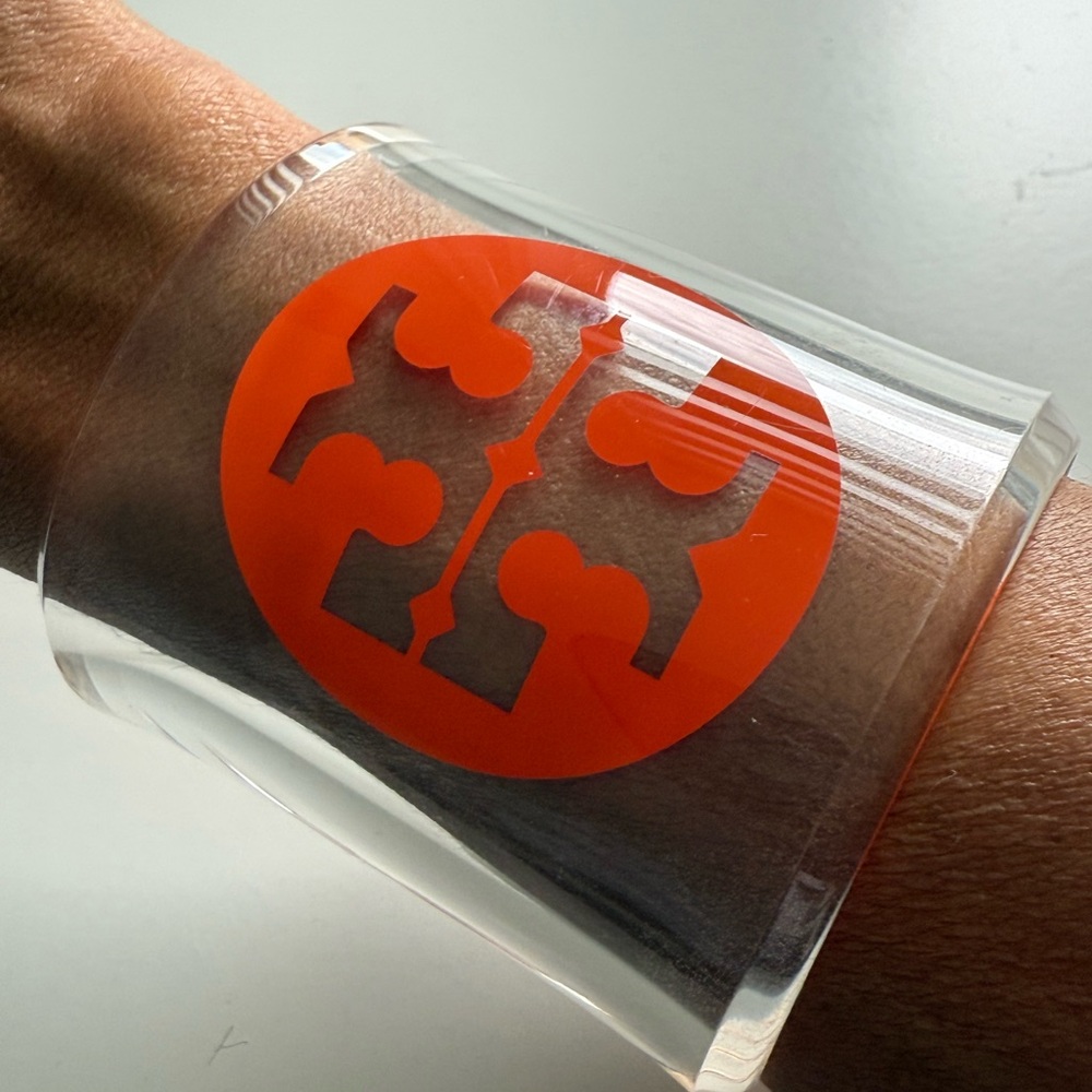 TORY BURCH Lucite Logo Cuff Bracelet